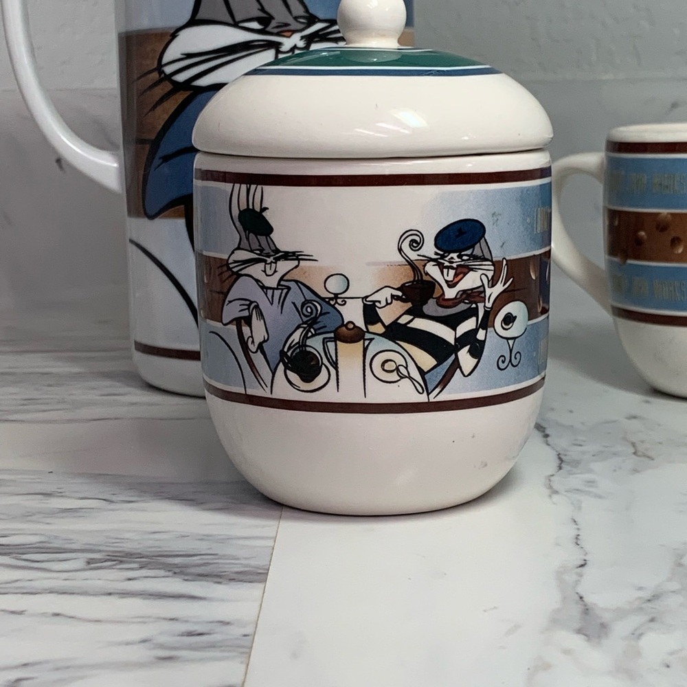 Looney Java Works Coffee Pitcher, Sugar Dish And Cream Cup Set 1995 - Picture 4 of 12